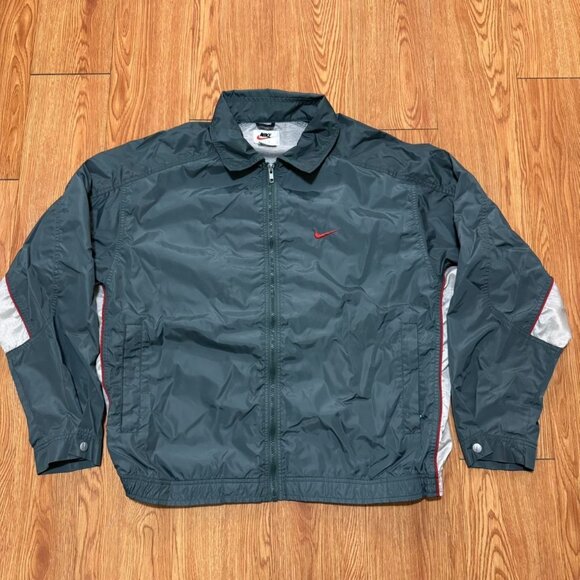 Nike Other - Vintage‎ 90s Nike Forest Green and Orange Full Zip Windbreaker